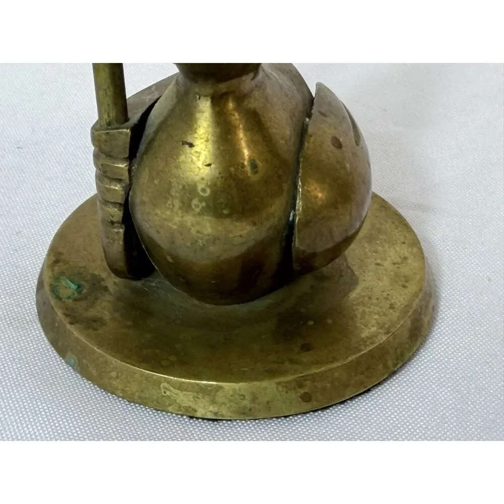 Vintage Brass Rubber Duck Holding Umbrella India Decor Mid Century Decor 5